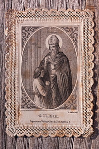 photo de dévotion, Santino, bord supérieur, Ulrich, Sainte, vieux, antique