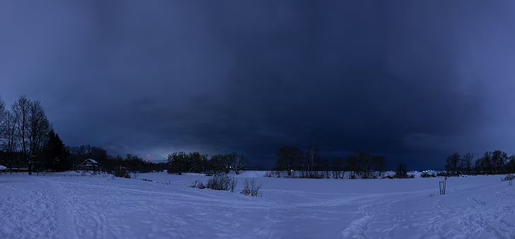 night, panorama, winter, snow, nature, cold temperature, weather