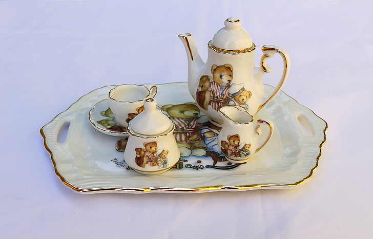 portelan, set de ceai, miniatură