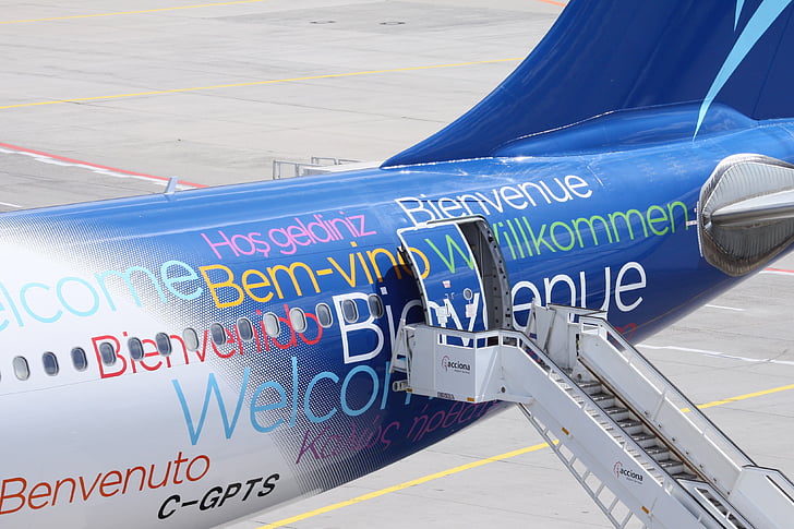 Bienvenue, escalier, monte-escalier, avion, avion, aéroport le plus pratique, avion commerciale
