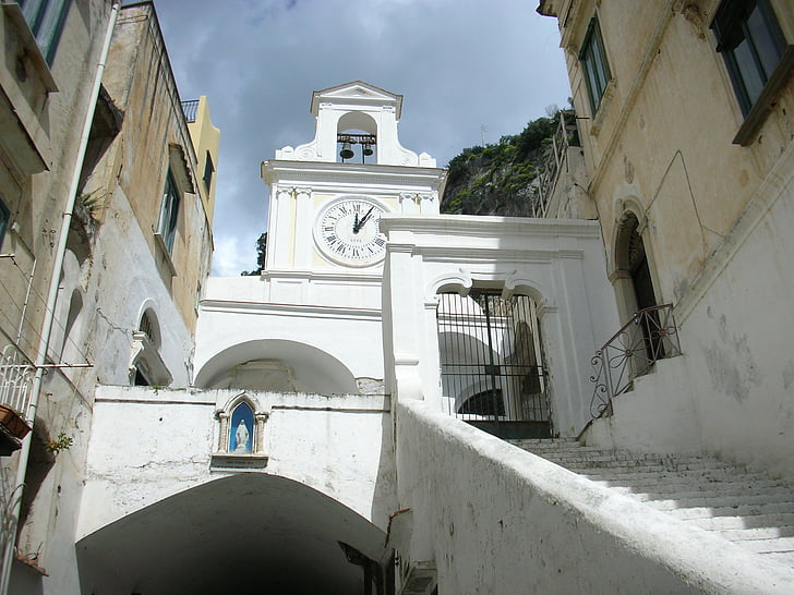 Amalfi tengerpart, fehér város, ország, építészet, templom, Európa, város