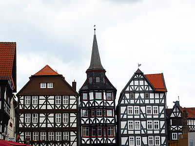 gildijos namai, Fritzlar, miesto centras, fachwerkhäuser, senamiesčio, Stadtmitte, prekyvietės