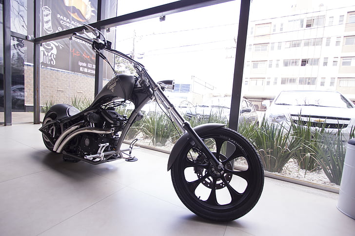 bike, wheels, display, glass, window, big, motorcycle
