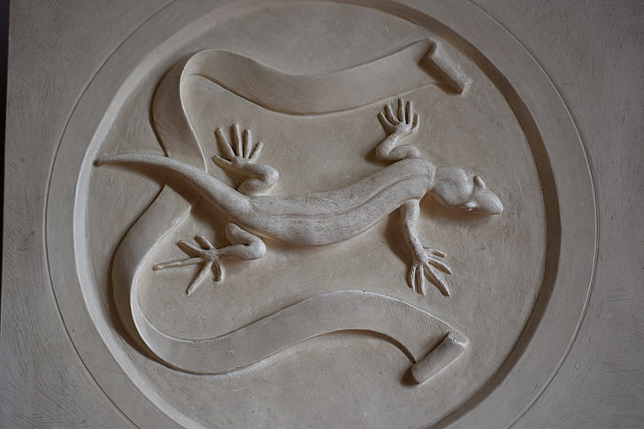 bas relief, icon, salamander, mantova, lombardy, italy, decoration
