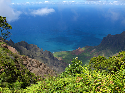 카우아이, 하와이, 아일랜드, 자연, 보기, nawiliwili, 바다 보기