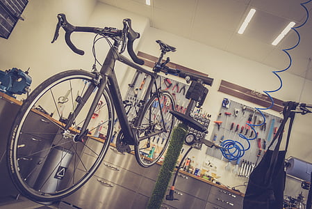 bicicletes, bicicletes, bicicleta, reparació, botiga, suport, Ciclisme