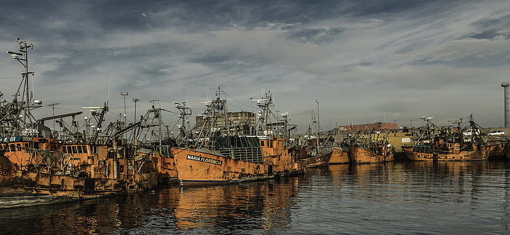 loď, přístav, Rybaření, Mar del plata, Já?, lodě, krajina