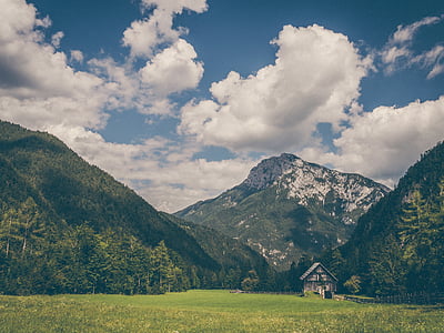 country house, mountains landscape, landscape, house, mountain, nature, travel