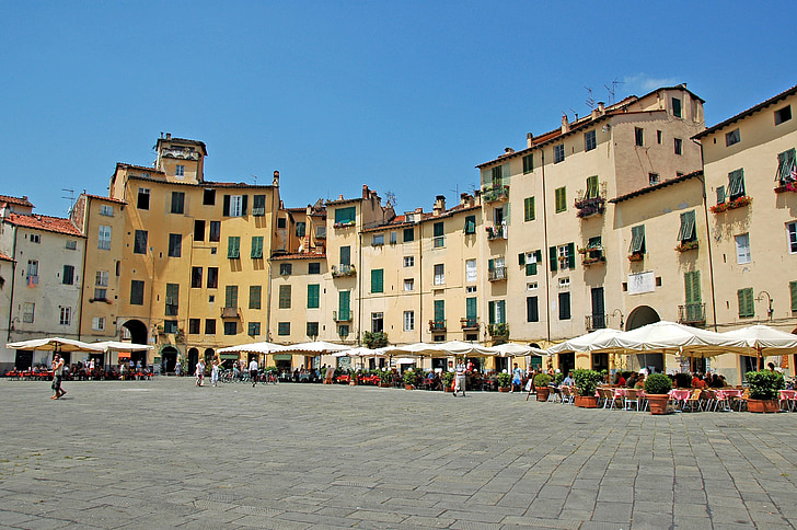 Piazza anfiteatro lucca, Lucca, amfiteater, Piazza, Italien, Mediterrano