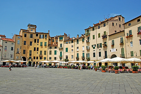 Piazza anfiteatro, lucca, Lucca, amfiteátrum, Piazza, Olaszország, mediterrano