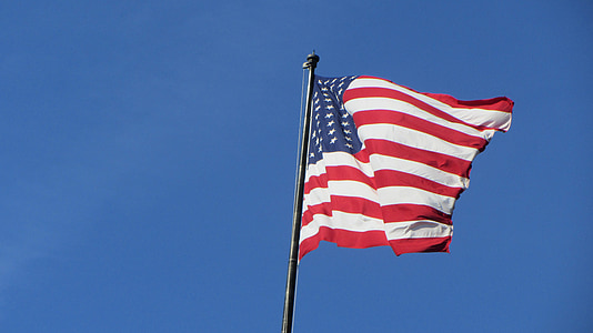 flag, blow, wind, flutter, america, star, stripes