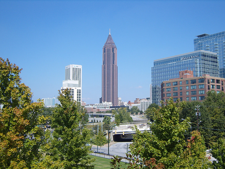 Atlanta, Pusat kota, cakrawala, perkotaan, pemandangan kota, pencakar langit, bangunan