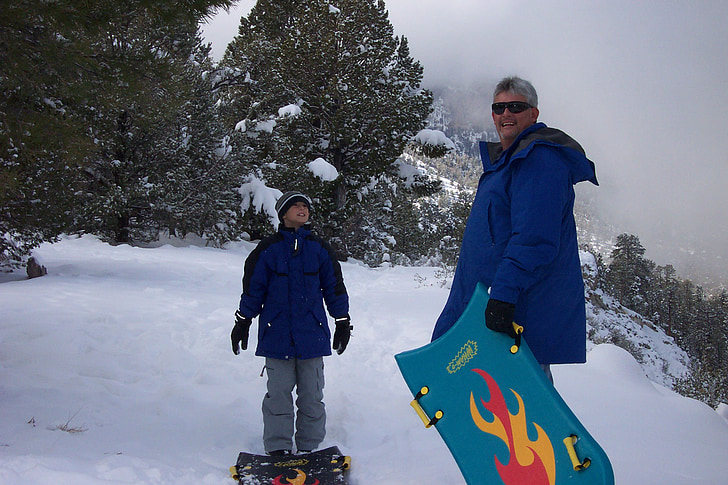 sne, spille, vinter, snowboard, snowboardere, natur, kolde