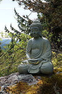 Buddha, Puutarha, Aasia, Zen, rentoutumista, kuva, patsas