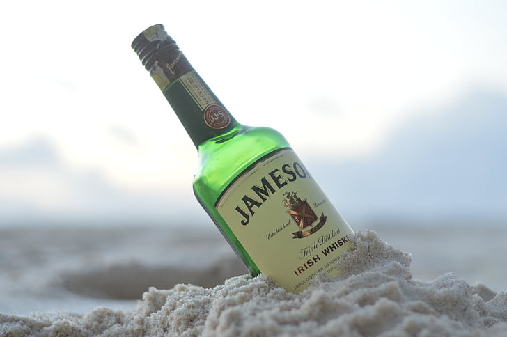 jameson, whisky, beach, kenya, partay, bottle, sand