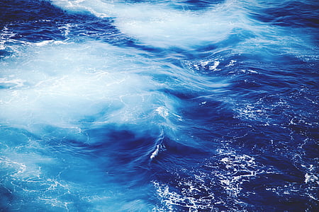 mėlyna, vandenyno, jūra, vandens, bangos