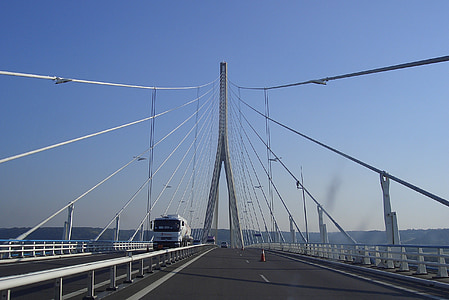 Franciaország, Normandia, híd, építészet, automatikus, közúti, forgalom