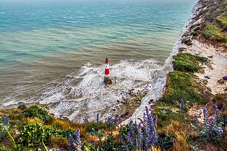 Beachy head, Lighthouse, Sverige, havet, personer, naturen, stranden
