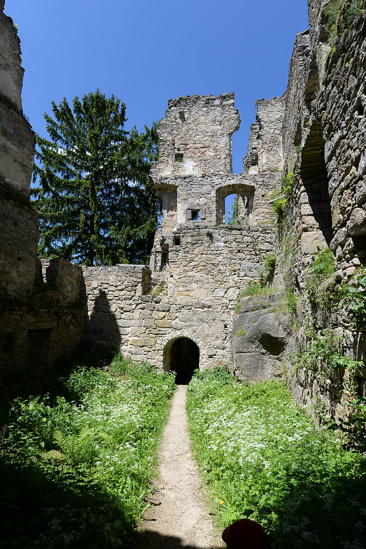 ruiny, Zamek, starożytne, ruiny zamku, Austria, Architektura, Materiały kamienne