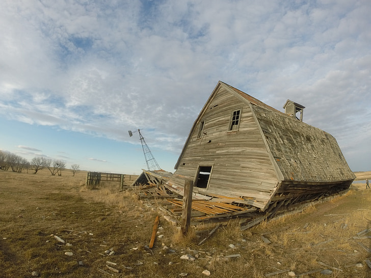 Prairie, vieux, école, abandonné, rural, bâtiment, historique