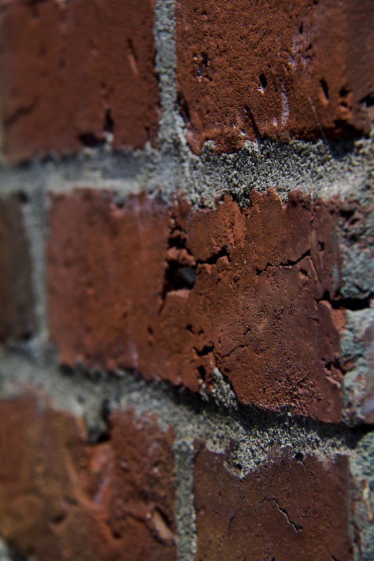 bricks, red, mortar, wall, urban, concrete, surface