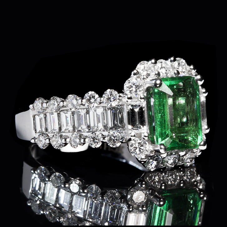 Emerald, ring, luksus, Diamond