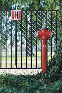 hidrantas, vandens, gebenė, tvoros, gaisro, apsaugos, raudona
