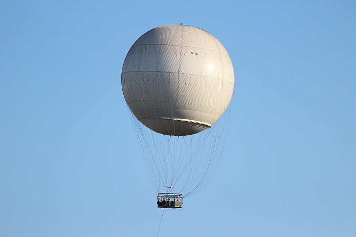 let horkovzdušným balonem, míč, bílá, obloha, modrá, bublina, aerostatickými dráhami a globe
