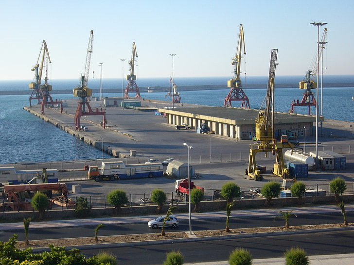 Port, Crete, Yunani, Crane, Mesin, laut