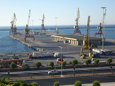 λιμάνι, Κρήτη, Ελλάδα, Γερανός, μηχάνημα, στη θάλασσα