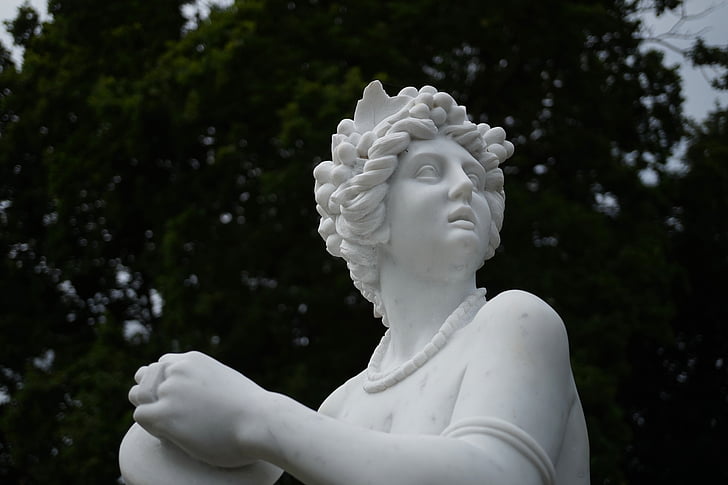 estátua, mármore, escultura, mulher, Branco, jardim, cara