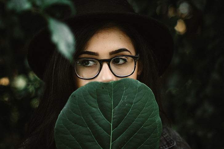 green, leaf, plant, nature, people, woman, girl