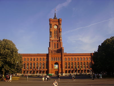 Rotes rathaus, Berlin, városháza, Németország, épület, építészet, turizmus