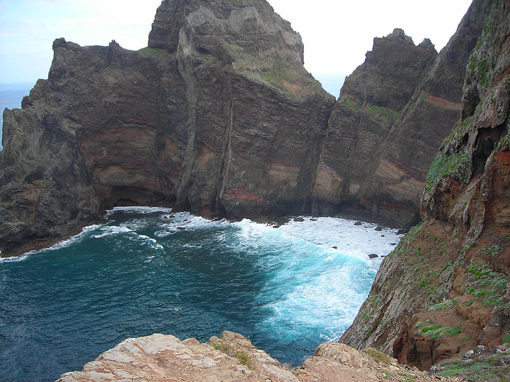 Madeira, costa est, illa, Atlàntic, Mar, oceà, Roca