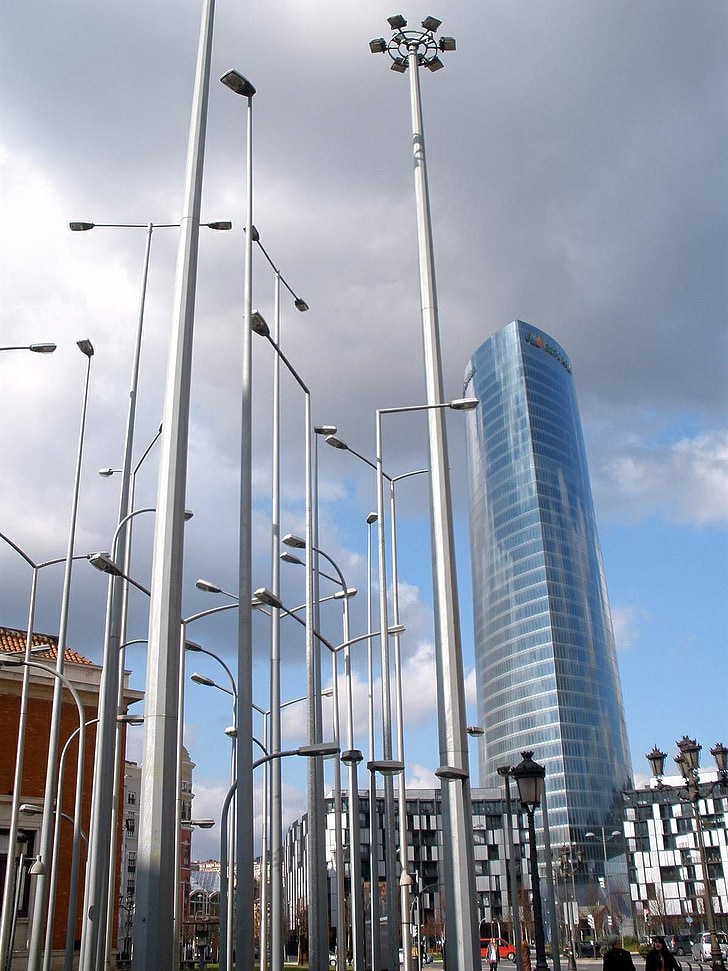 Torre iberdrola, Bilbao, Hiszpania, Drapacz chmur, nowoczesne, Architektura, fasada