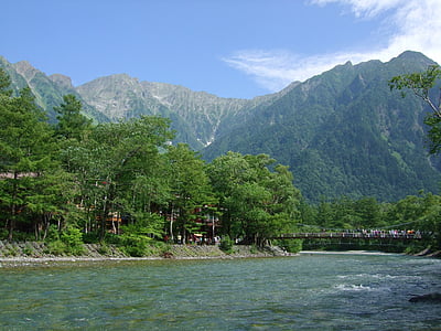 kamikochi, kappa bridge, azusa, japan, mountain, nature, river