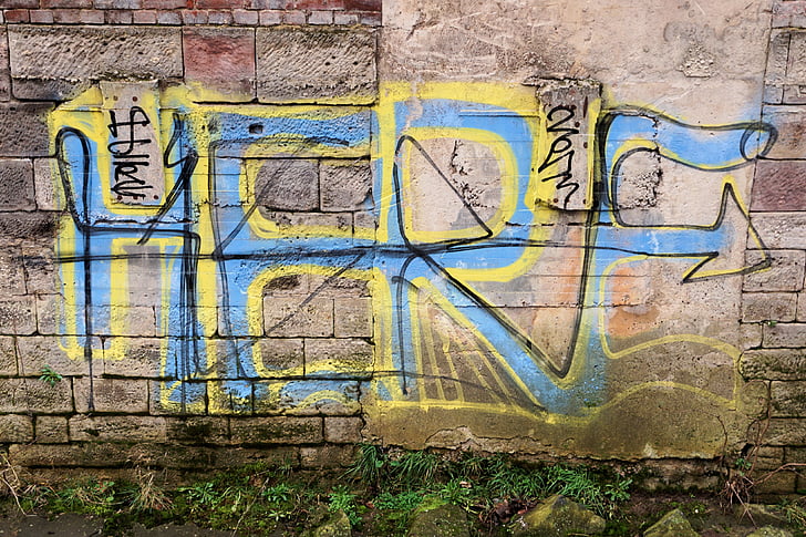graffiti, paret, colors, polvoritzador, art urbà, color, façana