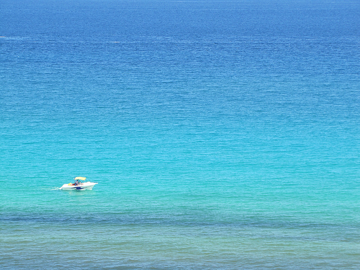 barco, oceano, azul, água