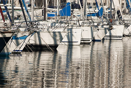 sailboat, boat, harbour, reflection, sea, marseille, france