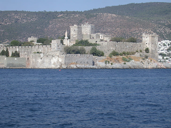 slott, fästning, havet, Costa, Bodrum, Turkiet