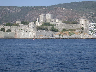 castle, fortress, sea, costa, bodrum, turkey