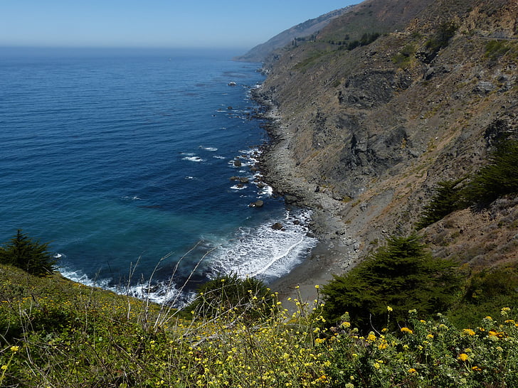 Route 1, Californië, Noord-Californië, Pacific coast highway, landschap, Stille Oceaan, Oceaan