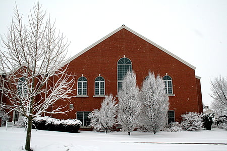 vista parco chiesa mennonita, Mennonite, Chiesa, inverno, neve, architettura, religione