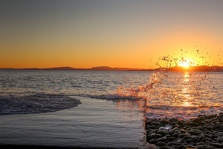 Dramont, Boulouris, puesta de sol, León de oro, mar, paisaje, Mar Mediterráneo