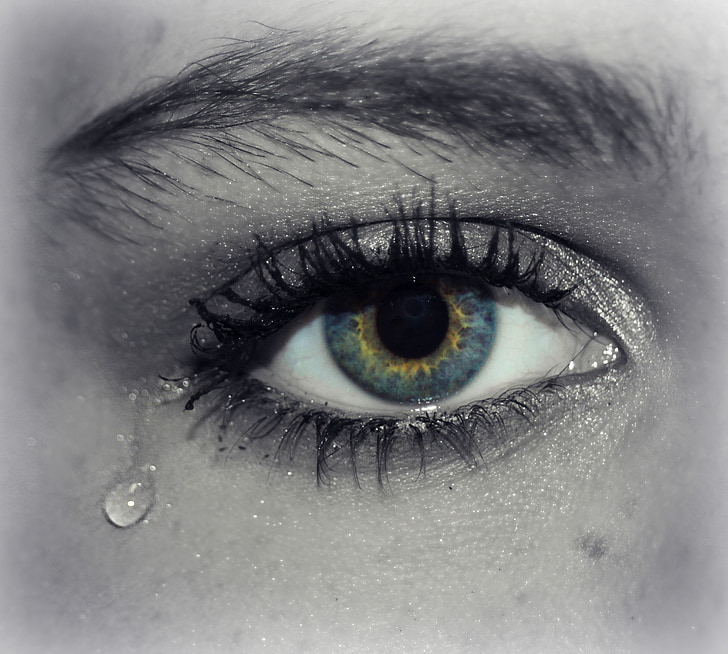 eye, tear, cry, sadness, pain, emotion, depression