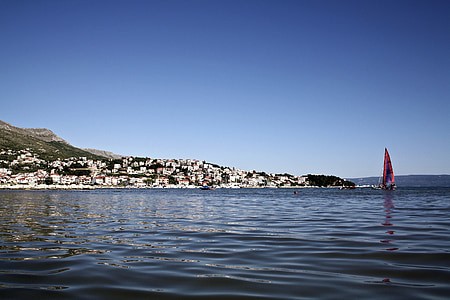 tenger, Sky, Beach, víz, város, Családi házak, Horvátország