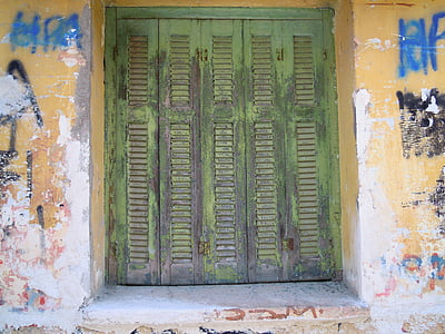 παράθυρο, Ρολά, ξύλινα, παλιά, απολέπιση paint, απολέπιση paint, grunge
