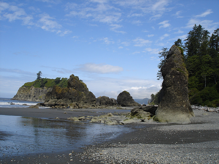 rubi, praia, Parque Nacional Olympic, Washington, cenário, pedras, litoral