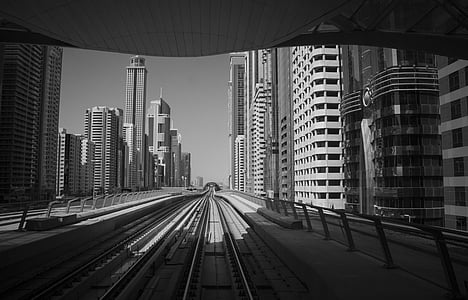 Dubai, paisagem, metrô, urbana, arquitetura, Turismo, céu