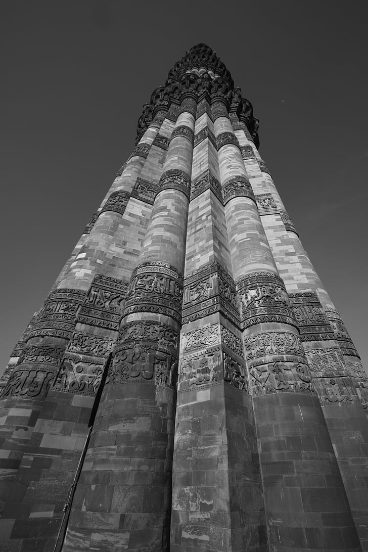 India, Qutab minar, Delhi, Viaggi, Monumento, antica, vecchio
